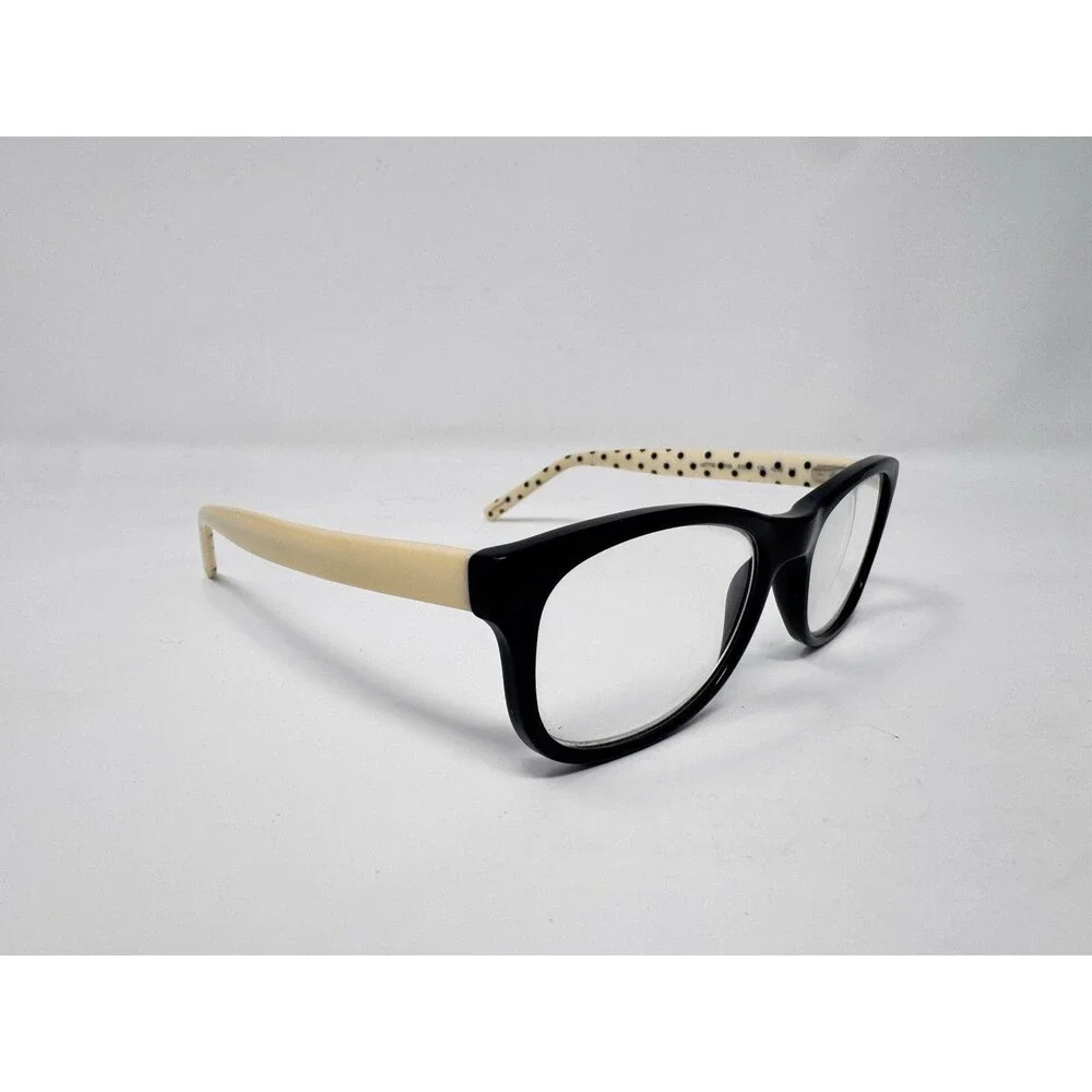 Kate Spade Tattie BY20 Eyeglass Frames Only 51-17-135 Black Cream Polka Dot Case